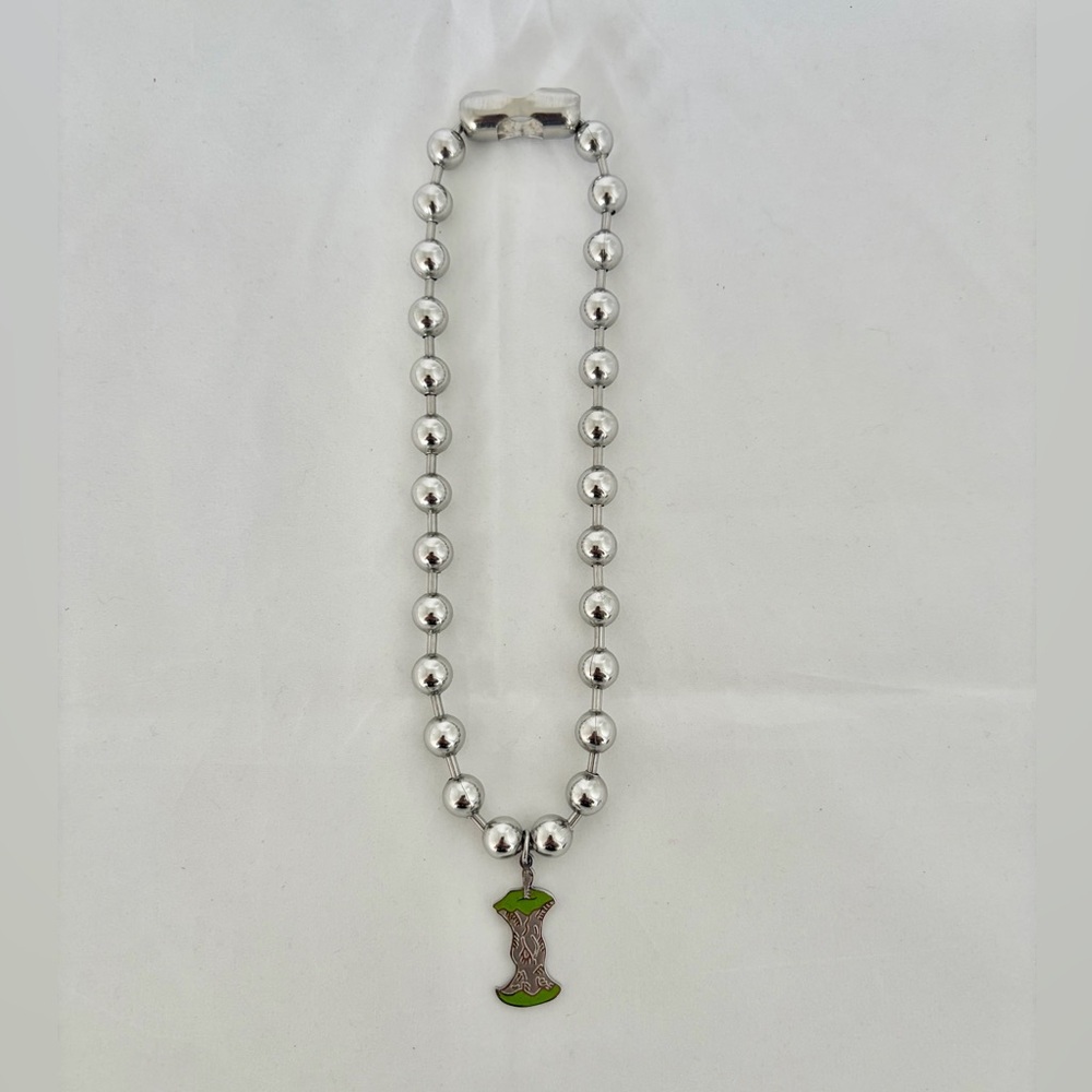 Thick 7 Inch Long Silver Tone Dog  Tag Youth  Unisex Ball Chain Necklace GUC